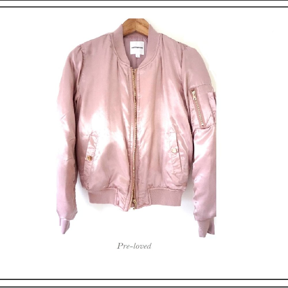PINK SATIN BOMBER JACKET
